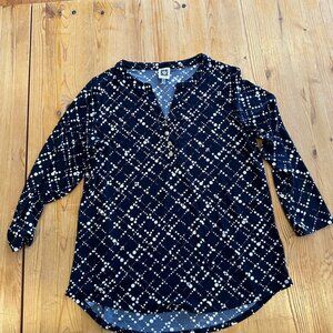 Anne Klein Women's navy white top size medium